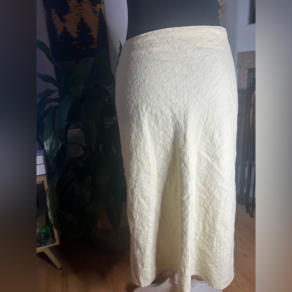 George Women's Beige A Line Skirt, Size 6, 100% Linen, Midi lagenlook